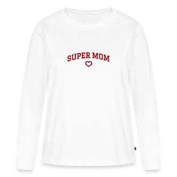 Super mon coeur - T-shirt manches longues Premium bio Femme - blanc - Devant - Julia (174cm)