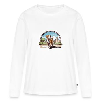 City dog walking logo - Women's Premium Organic Long Sleeve Shirt - white - Front - Julia (174cm)
