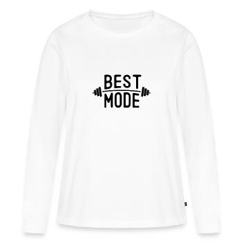 Gym Bull - Beast Mode - T-shirt manches longues Premium bio Femme - blanc - Devant - Julia (174cm)