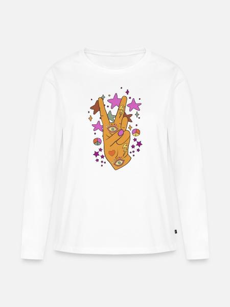 Happy Victory - Frauen Premium Bio Langarmshirt - Weiß