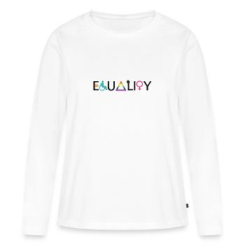 Égalité LGBT Sentence Cadeau Pride Droits - T-shirt manches longues Premium bio Femme - blanc - Devant - Julia (174cm)