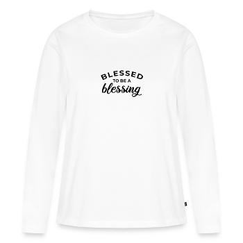 Béni d'être une bénédiction - T-shirt manches longues Premium bio Femme - blanc - Devant - Julia (174cm)
