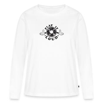 DJ Vinyl Play it loud Retro - Frauen Premium Bio Langarmshirt - Weiß - Vorne - Julia (174cm)