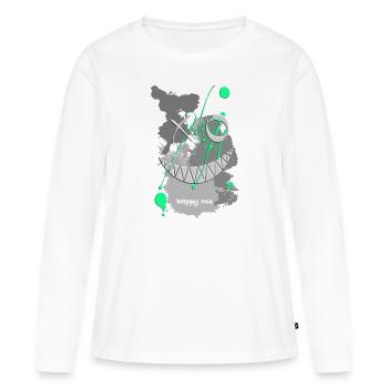 sourire heureux moi vert éclaboussures de couleur - T-shirt manches longues Premium bio Femme - blanc - Devant - Julia (174cm)
