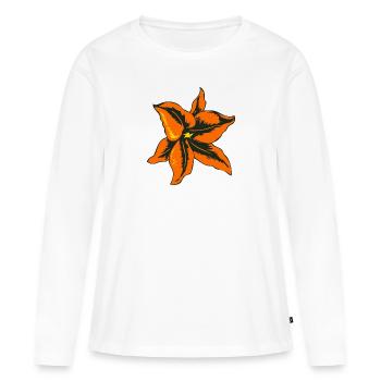 fleur dessin tattoo 1403 A - T-shirt manches longues Premium bio Femme - blanc - Devant - Julia (174cm)