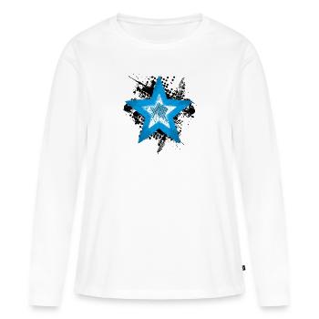 conception de Star (Cool Blue) - T-shirt manches longues Premium bio Femme - blanc - Devant - Julia (174cm)