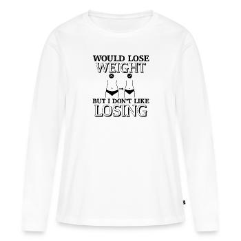 perdrait du poids mais je n’aime pas perdre - T-shirt manches longues Premium bio Femme - blanc - Devant - Julia (174cm)