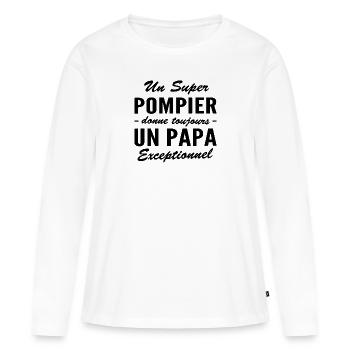 super pompier - papa exceptionnel - T-shirt manches longues Premium bio Femme - blanc - Devant - Julia (174cm)