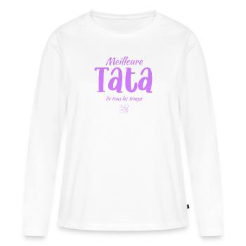 Meilleure Tata de tous les temps - T-shirt manches longues Premium bio Femme - blanc - Devant - Julia (174cm)