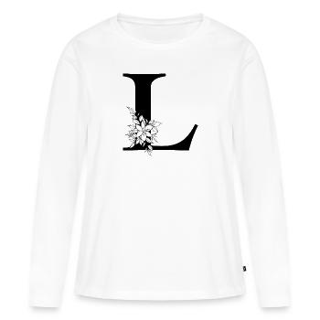 Lettre L - T-shirt manches longues Premium bio Femme - blanc - Devant - Julia (174cm)
