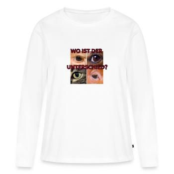 Wo ist der Unterschied? - Frauen Premium Bio Langarmshirt - Weiß - Vorne - Julia (174cm)