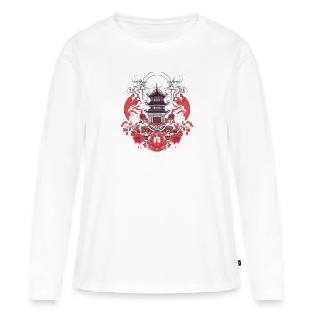 Chinesische Folklore - Frauen Premium Bio Langarmshirt - Weiß - Vorne - Julia (174cm)