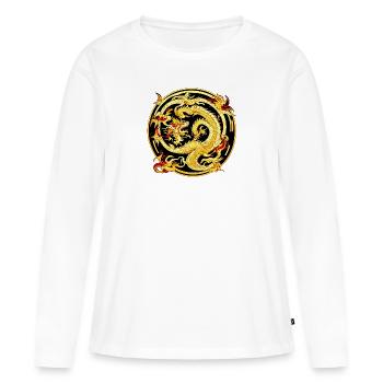 Dragon chinois - T-shirt manches longues Premium bio Femme - blanc - Devant - Julia (174cm)