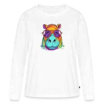 Harry l'hippopotame - T-shirt manches longues Premium bio Femme - blanc - Devant - Julia (174cm)