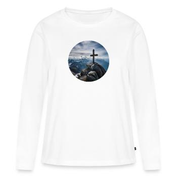 At the summit cross - Wanderlust - Women's Premium Organic Long Sleeve Shirt - white - Front - Julia (174cm)