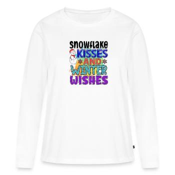 Snowflake kisses and winter wishes - Women's Premium Organic Long Sleeve Shirt - white - Front - Julia (174cm)