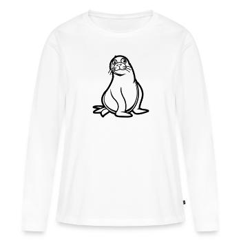 seehund comic - Frauen Premium Bio Langarmshirt - Weiß - Vorne - Julia (174cm)