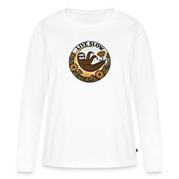 Paresseux lent en direct - T-shirt manches longues Premium bio Femme - blanc - Devant - Julia (174cm)