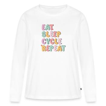 Colorful Eat Sleep Cycle Repeat Bicycle - Cyclist - Women's Premium Organic Long Sleeve Shirt - white - Front - Julia (174cm)