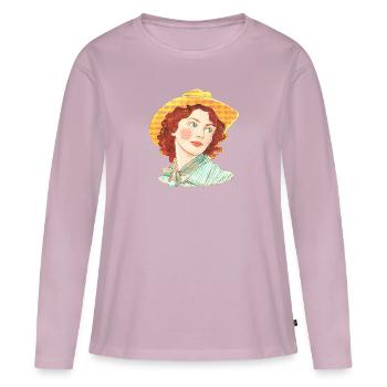 Style western ensoleillé - T-shirt manches longues Premium bio Femme - rose poudré - Devant - Julia (174cm)