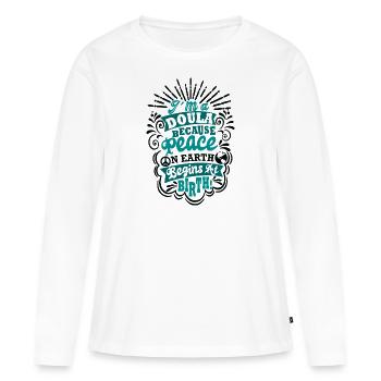 Doula - Peace on earth - Frauen Premium Bio Langarmshirt - Weiß - Vorne - Julia (174cm)