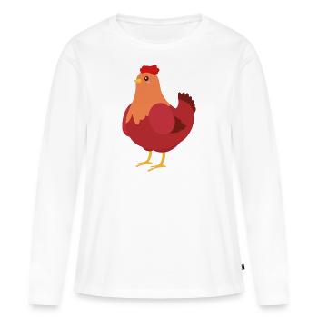 Poule - T-shirt manches longues Premium bio Femme - blanc - Devant - Julia (174cm)