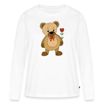 Nounours - T-shirt manches longues Premium bio Femme - blanc - Devant - Julia (174cm)