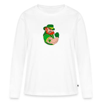 Saint Patrick's Leprechaun irlandais St. Patrick's Day - T-shirt manches longues Premium bio Femme - blanc - Devant - Julia (174cm)
