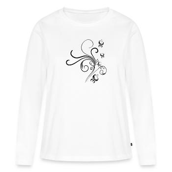 Vigne fleurie - T-shirt manches longues Premium bio Femme - blanc - Devant - Julia (174cm)