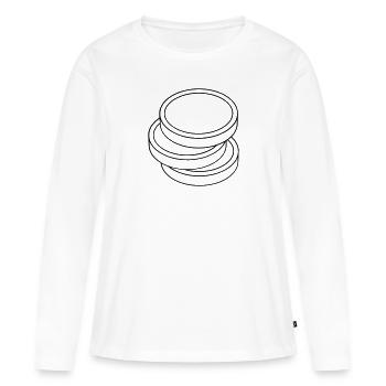 trois pièces dans une pile - T-shirt manches longues Premium bio Femme - blanc - Devant - Julia (174cm)