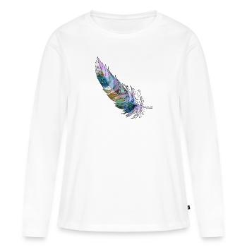 Plume - T-shirt manches longues Premium bio Femme - blanc - Devant - Julia (174cm)