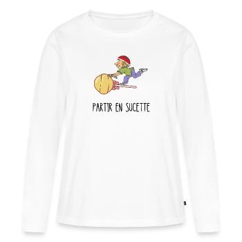 partir en sucette - T-shirt manches longues Premium bio Femme - blanc - Devant - Julia (174cm)