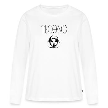 musique techno - T-shirt manches longues Premium bio Femme - blanc - Devant - Julia (174cm)