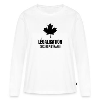 légalisation du sirop d'érable - T-shirt manches longues Premium bio Femme - blanc - Devant - Julia (174cm)