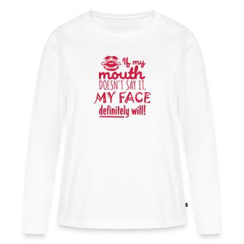 Mon visage le fera certainement - T-shirt manches longues Premium bio Femme - blanc - Devant - Julia (174cm)