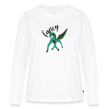 Fantaisie - T-shirt manches longues Premium bio Femme - blanc - Devant - Julia (174cm)