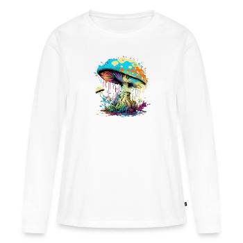 Champignon psychédélique - T-shirt manches longues Premium bio Femme - blanc - Devant - Julia (174cm)