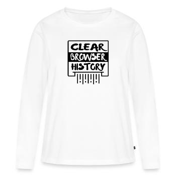 Effacer l’historique du navigateur - T-shirt manches longues Premium bio Femme - blanc - Devant - Julia (174cm)