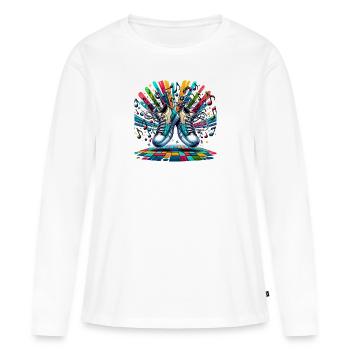 Rhythm Steps : des baskets de danse ludiques - T-shirt manches longues Premium bio Femme - blanc - Devant - Julia (174cm)