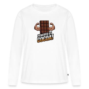 Propulsé par le cacao ! - T-shirt manches longues Premium bio Femme - blanc - Devant - Julia (174cm)