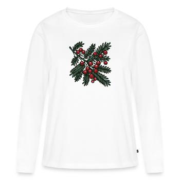 Branche de sapin - T-shirt manches longues Premium bio Femme - blanc - Devant - Julia (174cm)