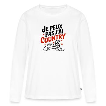 Je peux pas j ai Country rouge - T-shirt manches longues Premium bio Femme - blanc - Devant - Julia (174cm)