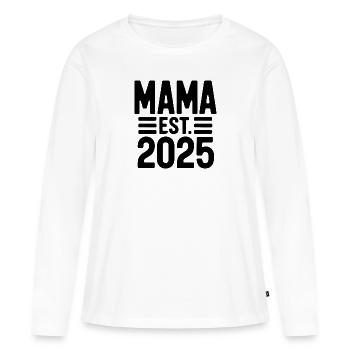 Mama est. 2025 / Frischgebackene Mama / Schwanger - Frauen Premium Bio Langarmshirt - Weiß - Vorne - Julia (174cm)