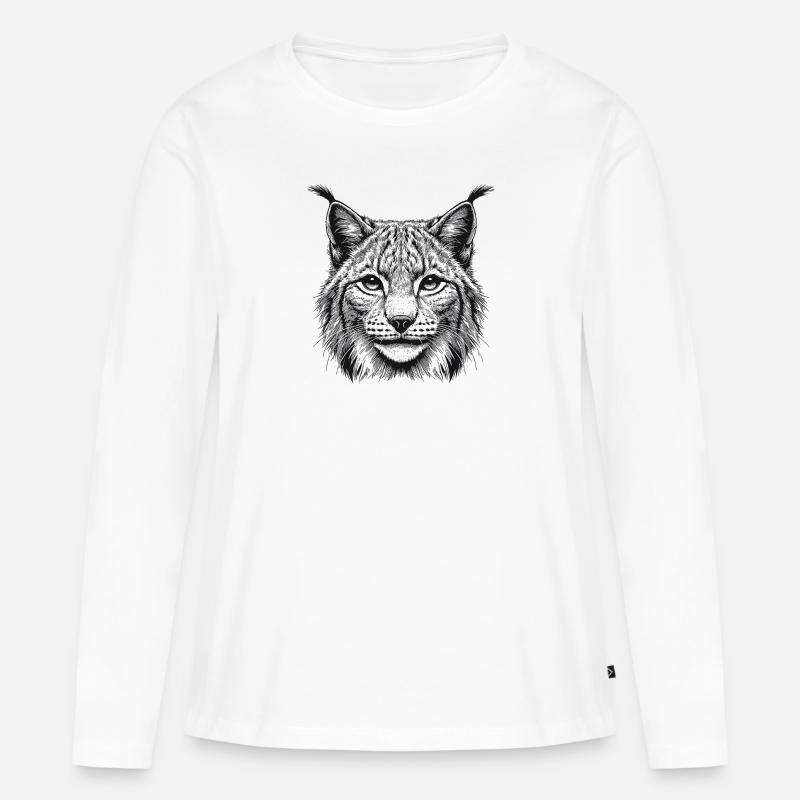 Luchs - Frauen Premium Bio Langarmshirt - Weiß