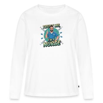 Héros infirmier - T-shirt manches longues Premium bio Femme - blanc - Devant - Julia (174cm)