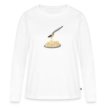 symbole spaghetti - T-shirt manches longues Premium bio Femme - blanc - Devant - Julia (174cm)