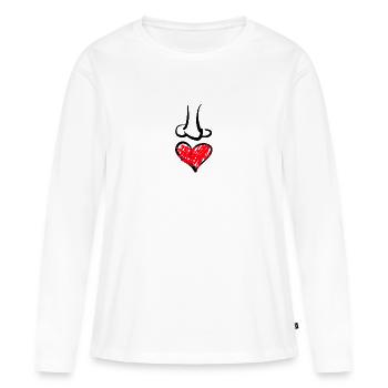 Nez du cœur - T-shirt manches longues Premium bio Femme - blanc - Devant - Julia (174cm)