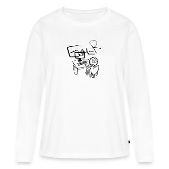 Laptop Pc - Frauen Premium Bio Langarmshirt - Weiß - Vorne - Julia (174cm)