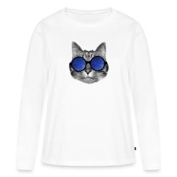 Galaxy cat - T-shirt manches longues Premium bio Femme - blanc - Devant - Julia (174cm)