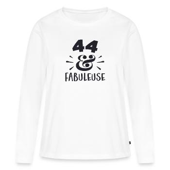 44 ans ET FABULEUSE - T-shirt manches longues Premium bio Femme - blanc - Devant - Julia (174cm)